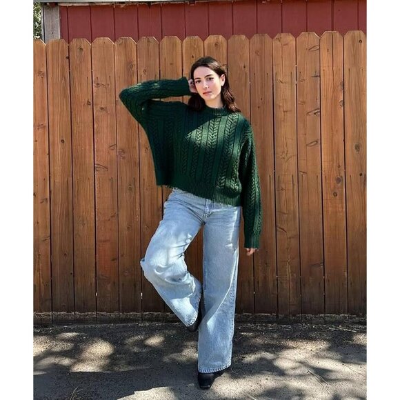 Cable Knit Sweater for Women Men Oversized Irish Casual Light Warm - Picture 3 of 6